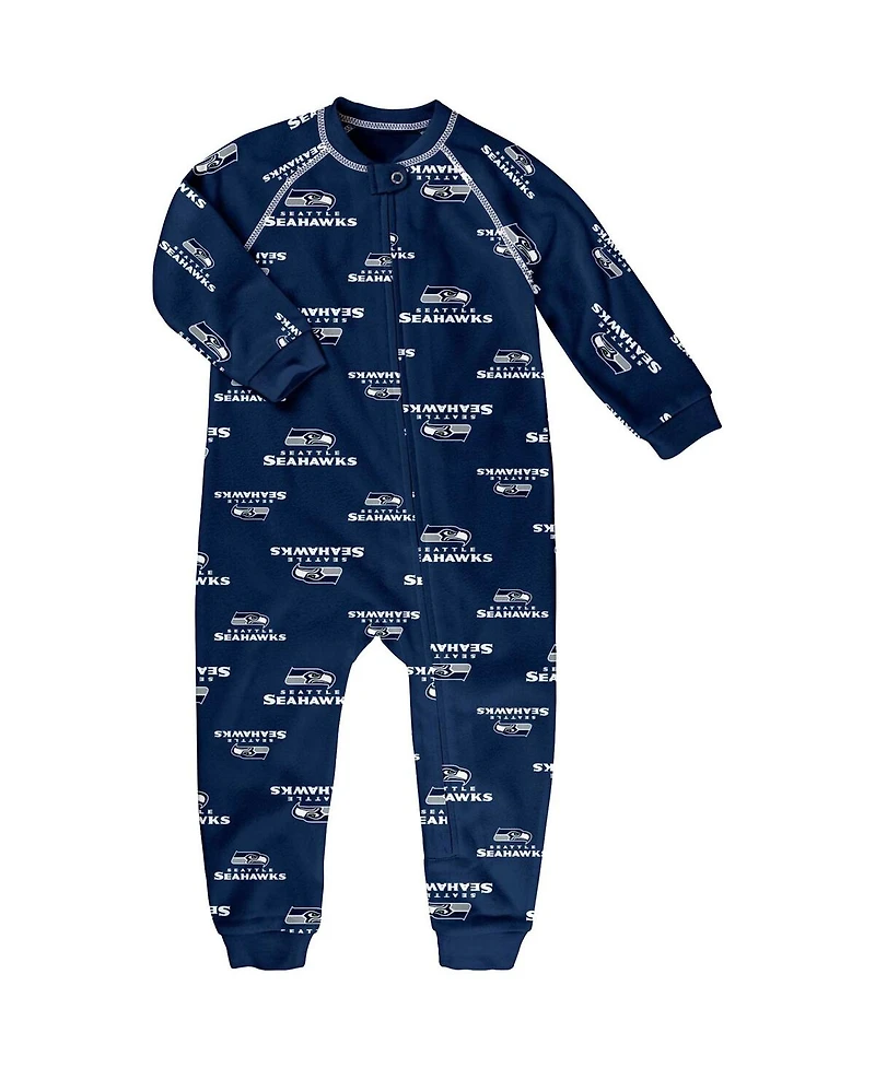 Outerstuff Toddler Navy Seattle Seahawks Allover Print Raglan Full-Zip Jumper