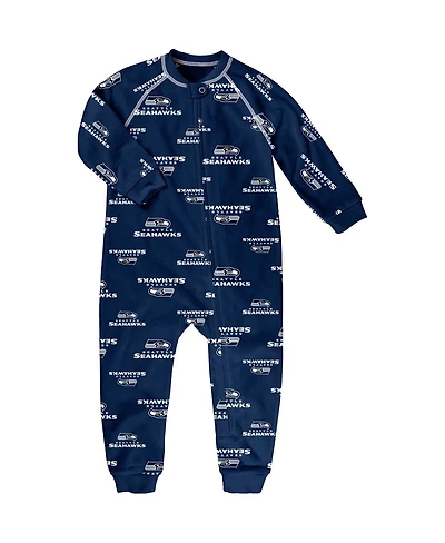 Outerstuff Toddler Navy Seattle Seahawks Allover Print Raglan Full-Zip Jumper