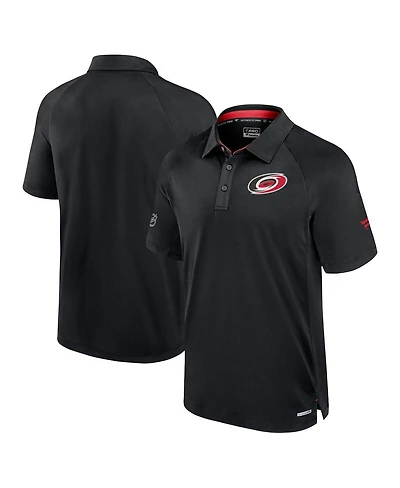 Fanatics Men's Black Carolina Hurricanes Authentic Pro Rink Raglan Polo Shirt
