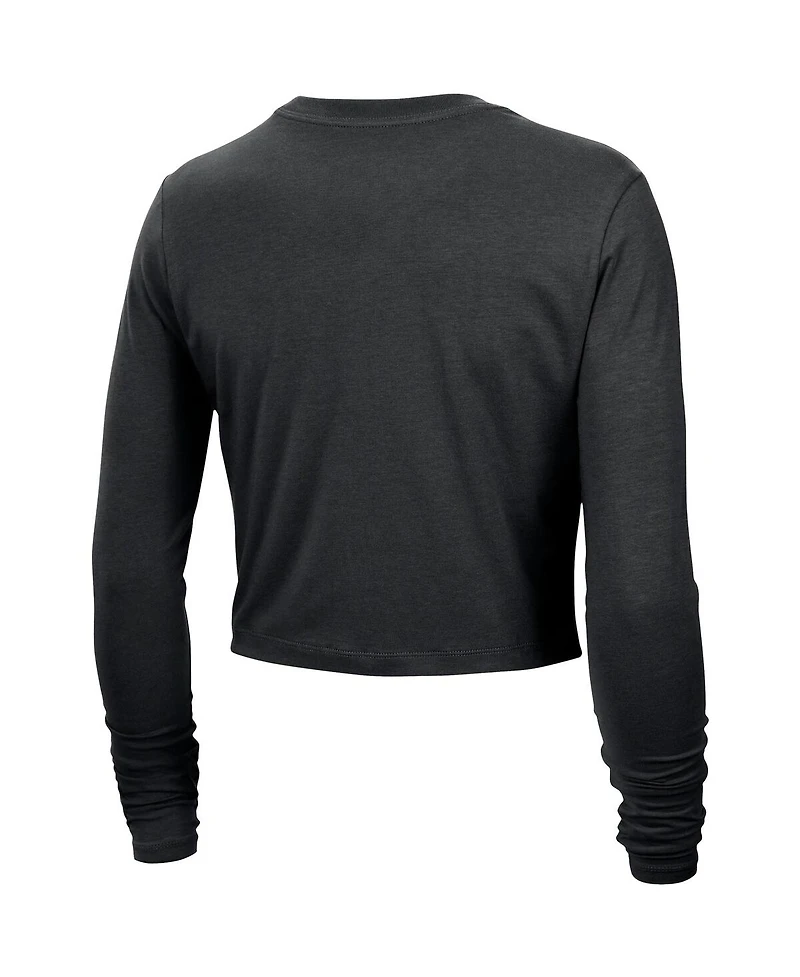 Nike Women's Black Wnba Team 13 Cropped Tri-Blend Long Sleeve T-Shirt