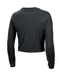 Nike Women's Black Wnba Team 13 Cropped Tri-Blend Long Sleeve T-Shirt