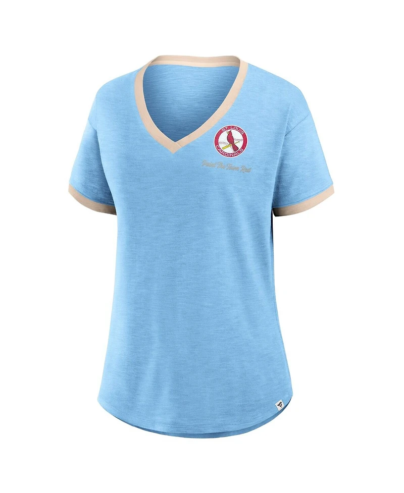 Fanatics Women's Light Blue St. Louis Cardinals Binge Worthy Stadium Slub V-Neck T-Shirt