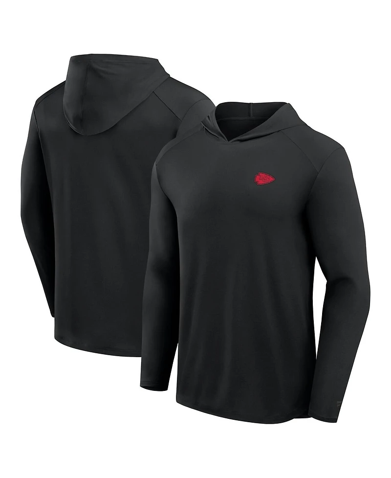 Fanatics Men's Black Kansas City Chiefs Front Office Power Mono Long Sleeve Hoodie T-Shirt