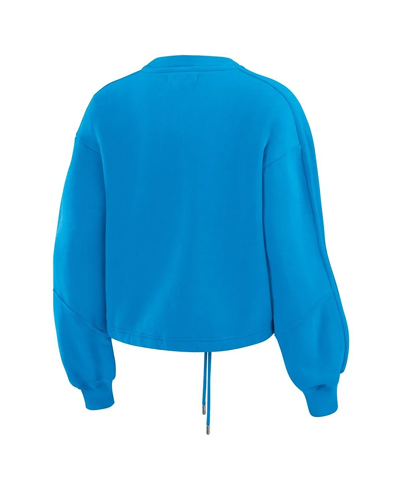 Wear by Erin Andrews Women's 2-Piece Powder Blue Los Angeles Chargers Washed Fleece Long Sleeve T-Shirt and Shorts Lounge Set