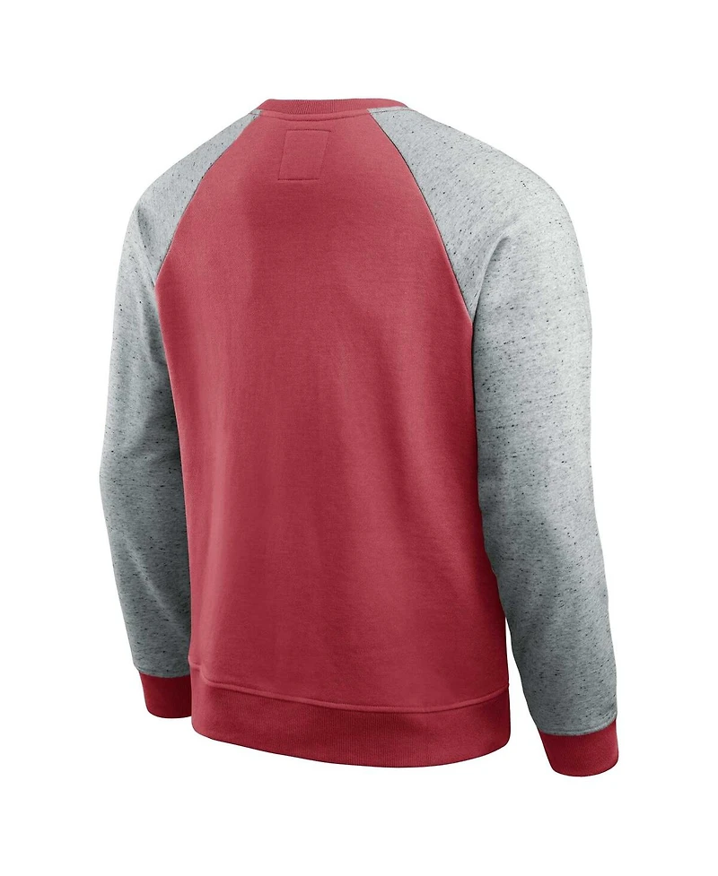 Fanatics Men's Scarlet/Heather Gray San Francisco 49ers Color Block Pullover Sweatshirt