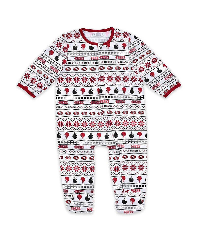 Wear by Erin Andrews Baby Boys and Girls San Francisco 49ers Allover Print Full-Zip Sleeper with Bib Set