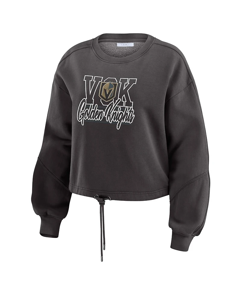 Wear by Erin Andrews Women's 2-Piece Black Vegas Golden Knights Washed Fleece Sweatshirt and Shorts Lounge Set