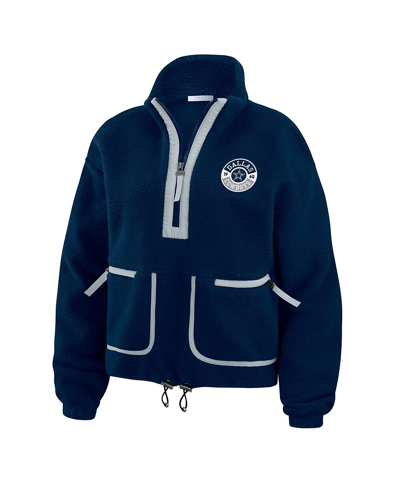 Wear by Erin Andrews Women's Navy Dallas Cowboys Polar Fleece Half-Zip Jacket