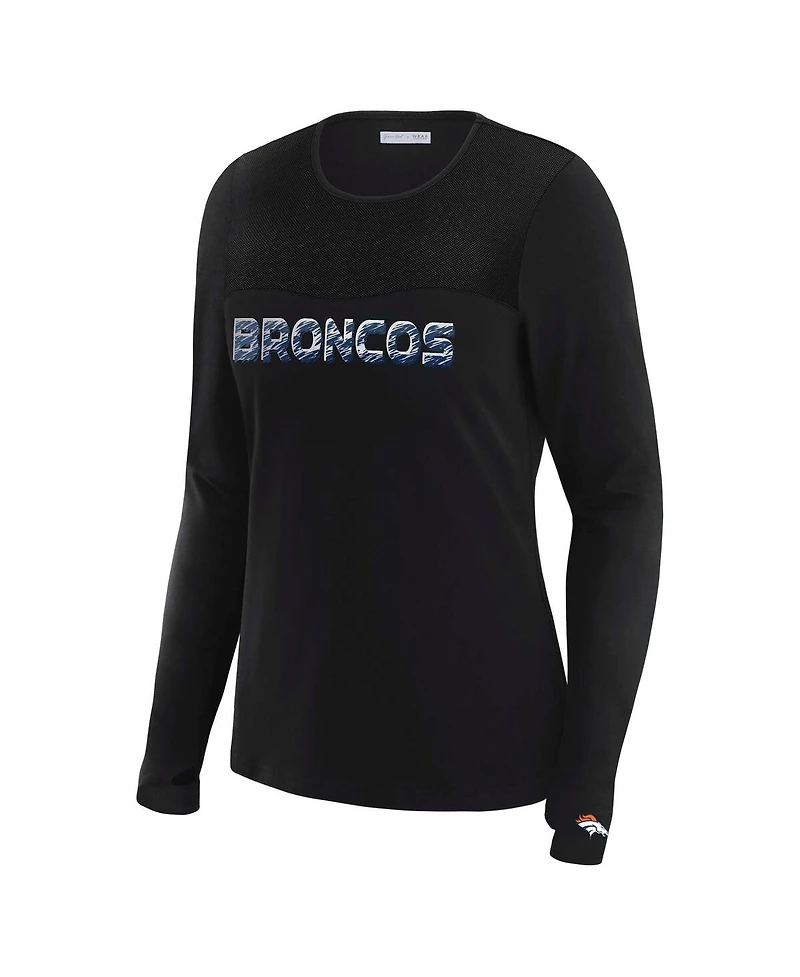 Wear by Erin Andrews x Gracie Women's Hunt Black Denver Broncos Mesh Panel Long Sleeve T-Shirt