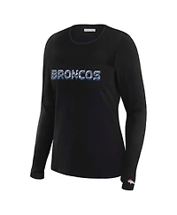 Wear by Erin Andrews x Gracie Women's Hunt Black Denver Broncos Mesh Panel Long Sleeve T-Shirt