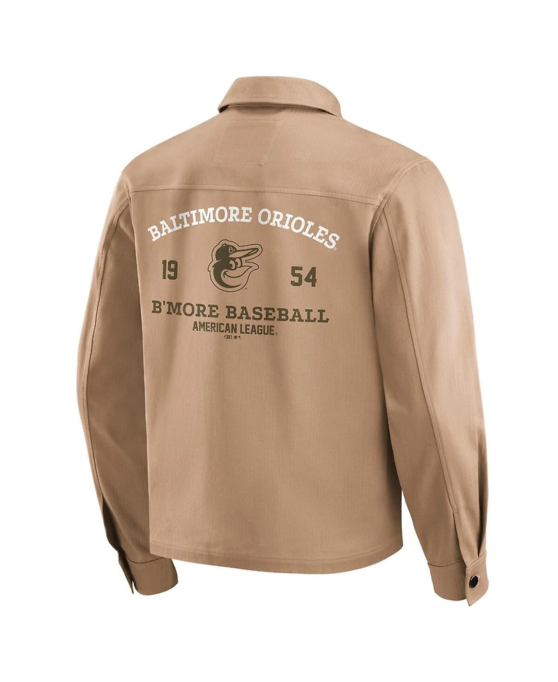 Darius Rucker Collection by Fanatics Men's Tan Baltimore Orioles Distressed Washed Full-Zip Jacket