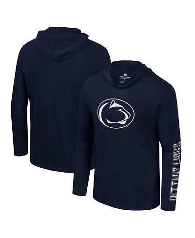 Colosseum Men's Navy Penn State Nittany Lions Color Pop Active Blend 2-Hit Long Sleeve Hooded T-Shirt
