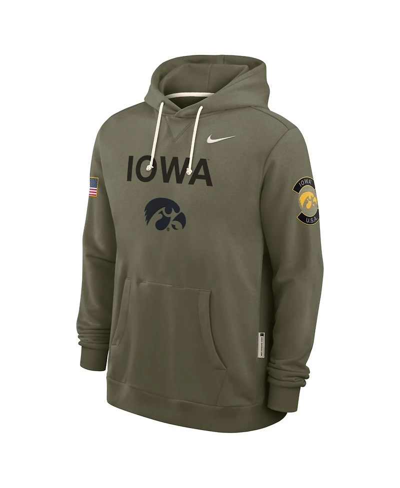 Nike Men's Olive Iowa Hawkeyes 2025 Military Appreciation Performance Pullover Hoodie