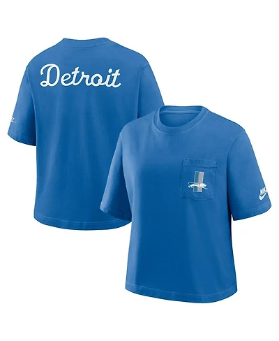 Nike Women's Blue Detroit Lions Rewind Pocket Boxy T-Shirt