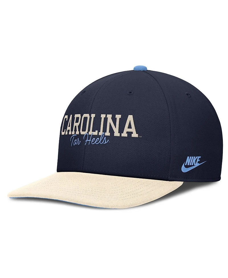 Nike Men's Navy/Cream North Carolina Tar Heels Pro Legacy Script Snapback Hat