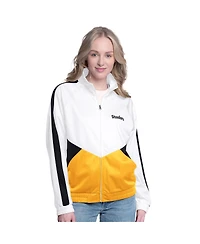 G-iii 4Her by Carl Banks Women's White/Black Pittsburgh Steelers Rally Rhinestone Full-Zip Track Jacket