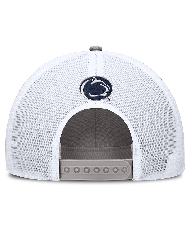 Nike Men's Gray/White Penn State Nittany Lions 2025 On-Field Rise Patch Trucker Adjustable Hat