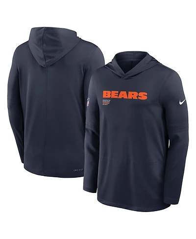 Nike Men's Navy Chicago Bears Big Tall Sideline Performance Long Sleeve Hoodie T-Shirt