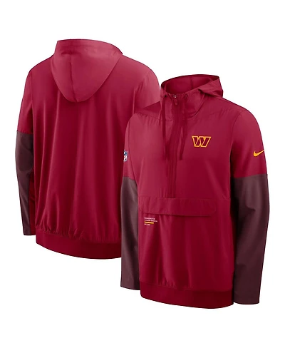 Nike Men's Burgundy Washington Commanders Sideline Anorak Half-Zip Hoodie Jacket