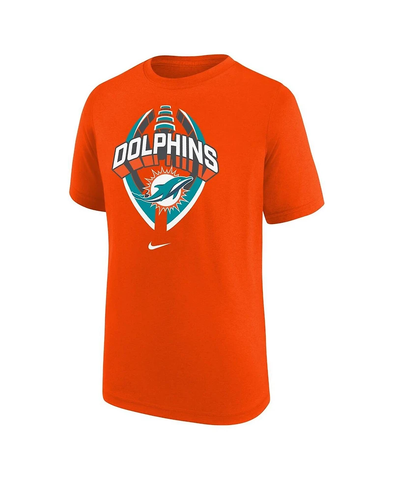 Nike Big Boys and Girls Orange Miami Dolphins Icon Legend T-Shirt