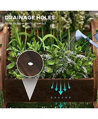 Outsunny Wooden Wagon Planter Box, Decorative 3-Tier Stair Step Garden Bed