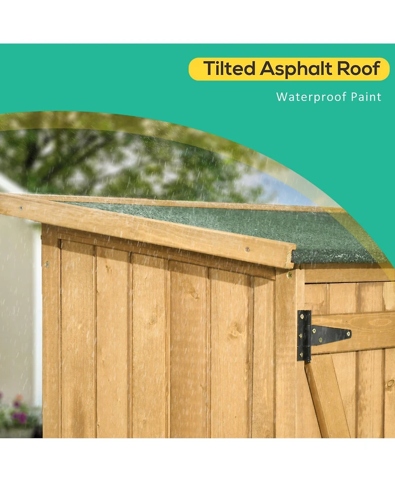 Outsunny Wooden Garden Storage Shed w/ Asphalt Roof, Shelves & Lock Backyard