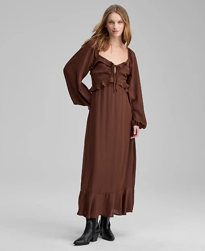 And Now This Women's Ruffle Long-Sleeve Maxi Dress, Macy's Exclusive