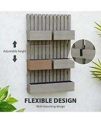 Outsunny 5 Box Raised Garden Bed w/ Trellis, Drain Holes,