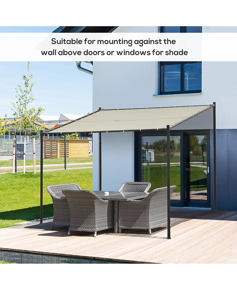 Outsunny 10' x 9' Outdoor Wall Patio Gazebo Canopy w/ Polyester Roof