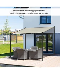 Outsunny 10' x 9' Outdoor Wall Patio Gazebo Canopy w/ Polyester Roof