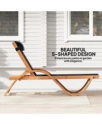 Outsunny Larch Wood Lounge Chair, 4-Level Adjustable ning