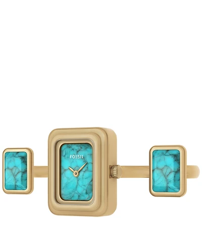 Fossil Women's Raquel Watch Ring Two-Hand Gold-Tone Stainless Steel Watch, 14mm
