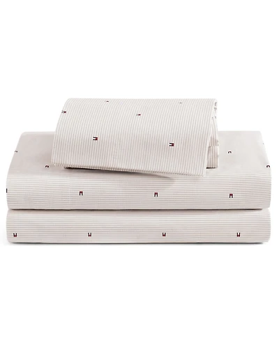Tommy Hilfiger Ithaca Flag Stripe Cotton Percale 4-Piece Sheet Set, Full