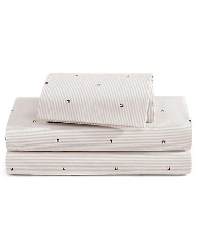 Tommy Hilfiger Ithaca Flag Stripe Cotton Percale 4-Piece Sheet Set, Queen