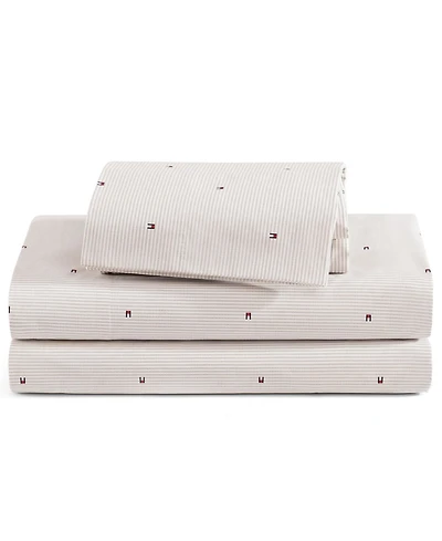Tommy Hilfiger Ithaca Flag Stripe Cotton Percale 3-Piece Sheet Set, Twin