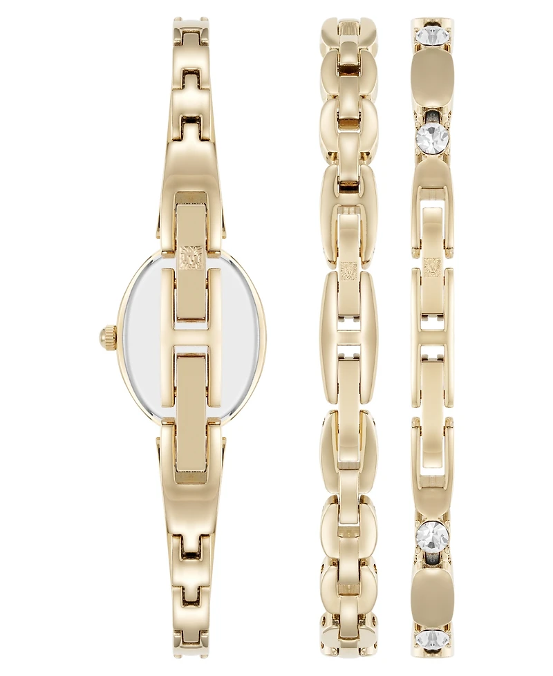 Anne Klein Women's Quartz Gold-Tone Metal Alloy Bracelet Watch Set, 18mm