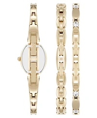 Anne Klein Women's Quartz Gold-Tone Metal Alloy Bracelet Watch Set, 18mm