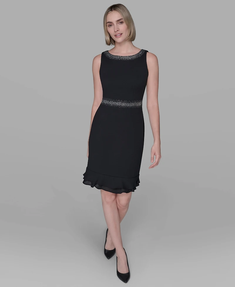 Karl Lagerfeld Paris Women's Ruffled-Hem A-Line Dress