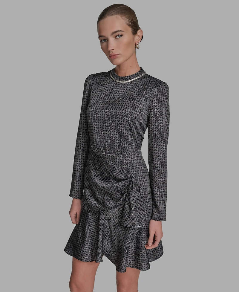 Bcbg Women's Embellished Mock-Neck Satin Shift Dress