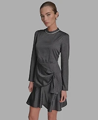 Bcbg Women's Embellished Mock-Neck Satin Shift Dress