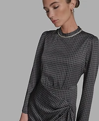 Bcbg Women's Embellished Mock-Neck Satin Shift Dress