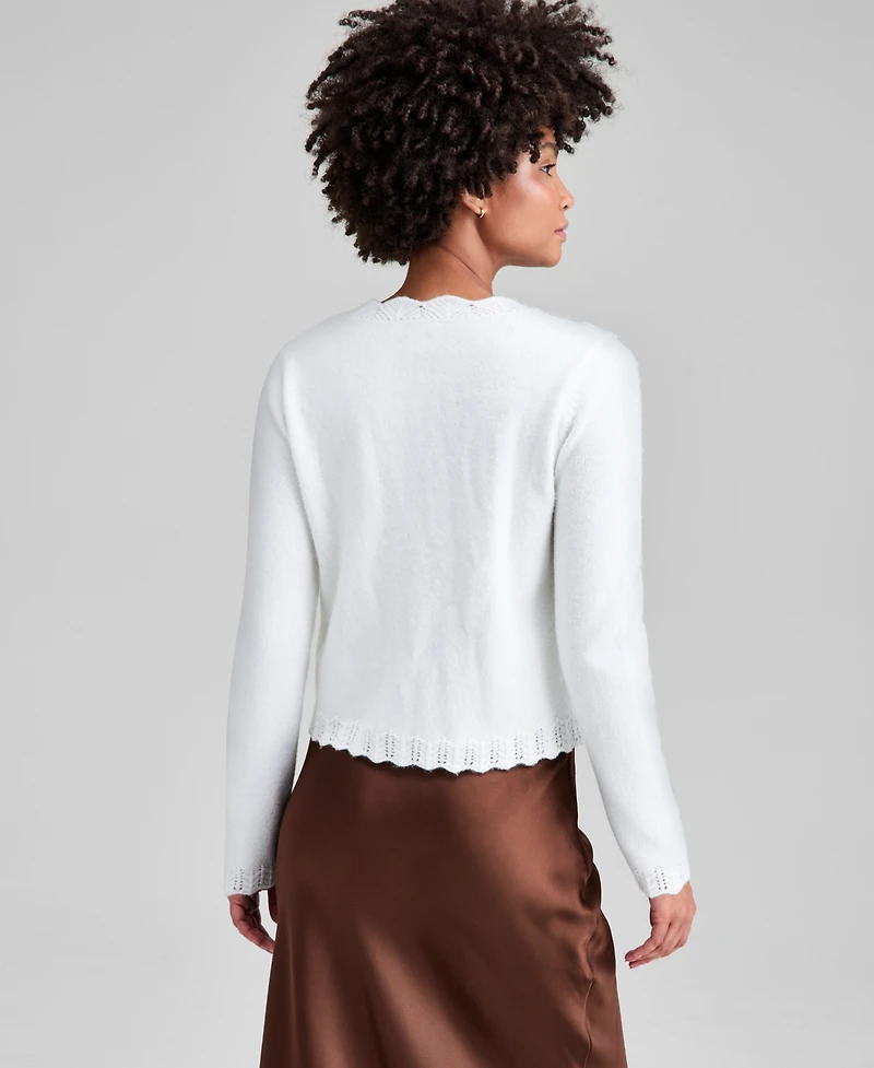 And Now This Women's Pointelle Scalloped-Edge Cardigan, Macy's Exclusive