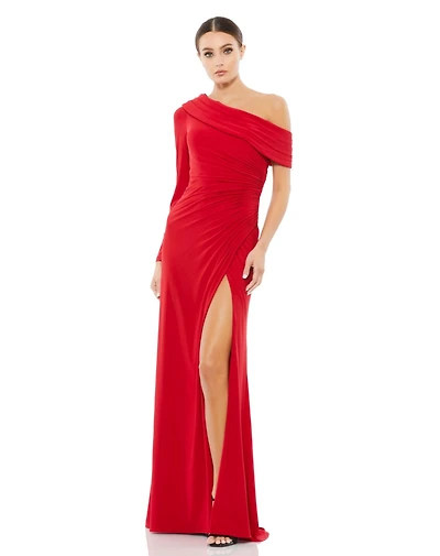 Women's Ieena Ruched Jersey Drop Shoulder Foldover Gown