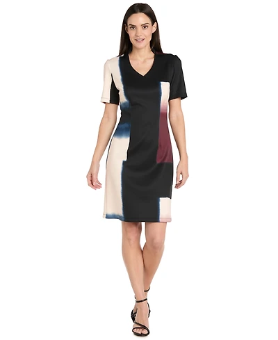 R & M Richards Petite V-Neck Short-Sleeve Dress