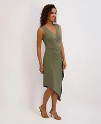 kensie Women's Asymmetrical Midi Dress