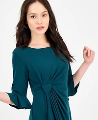 Connected Petite 3/4-Sleeve Ruffle Jersey Dress