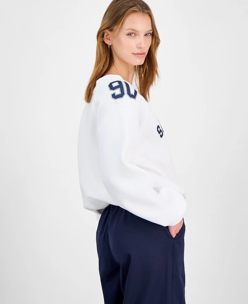 Planet Heart Juniors' Varsity Graphic Bubble-Hem Sweatshirt