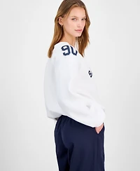 Planet Heart Juniors' Varsity Graphic Bubble-Hem Sweatshirt