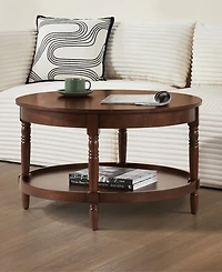 Convenience Concepts 30" Wood French Country Manor No Tools Round Coffee Table