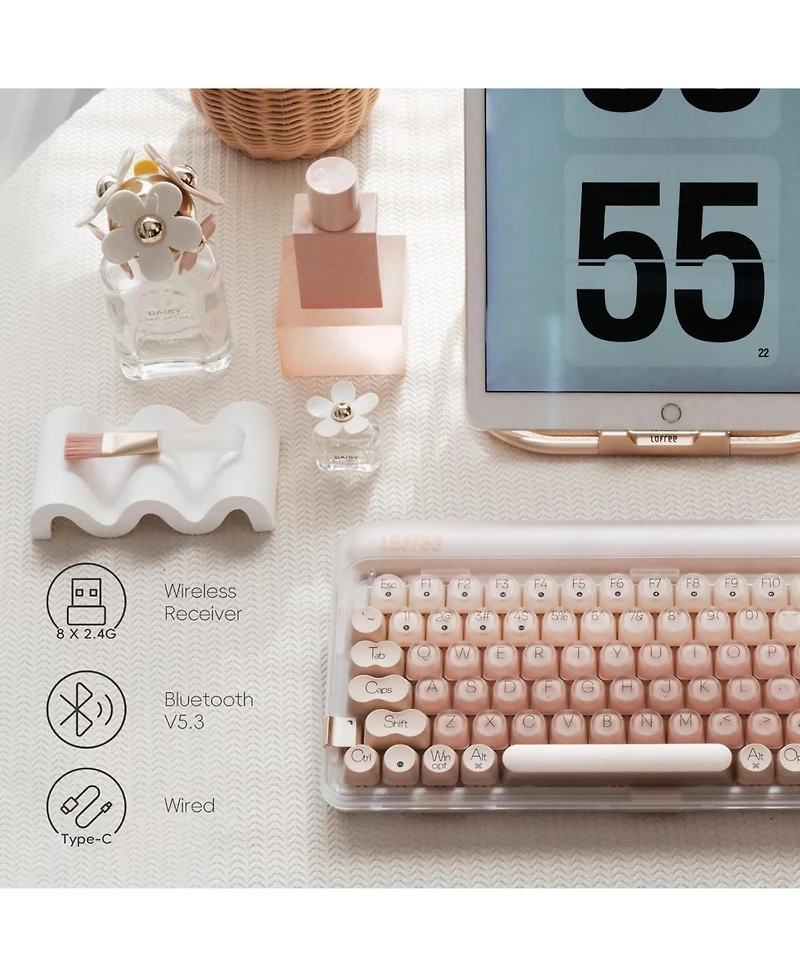 Lofree Foundation Mechanical Keyboard with Wireless Numpad & Jelly Palm Rest, 75% Rechargeable Hot-swappable Keyboards